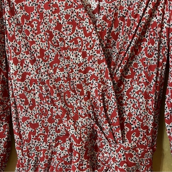 BA&SH | Crystal Dress Carmin Printed Shoulder Pad Ruched Crepe Mini Dress Size S - Picture 5 of 16